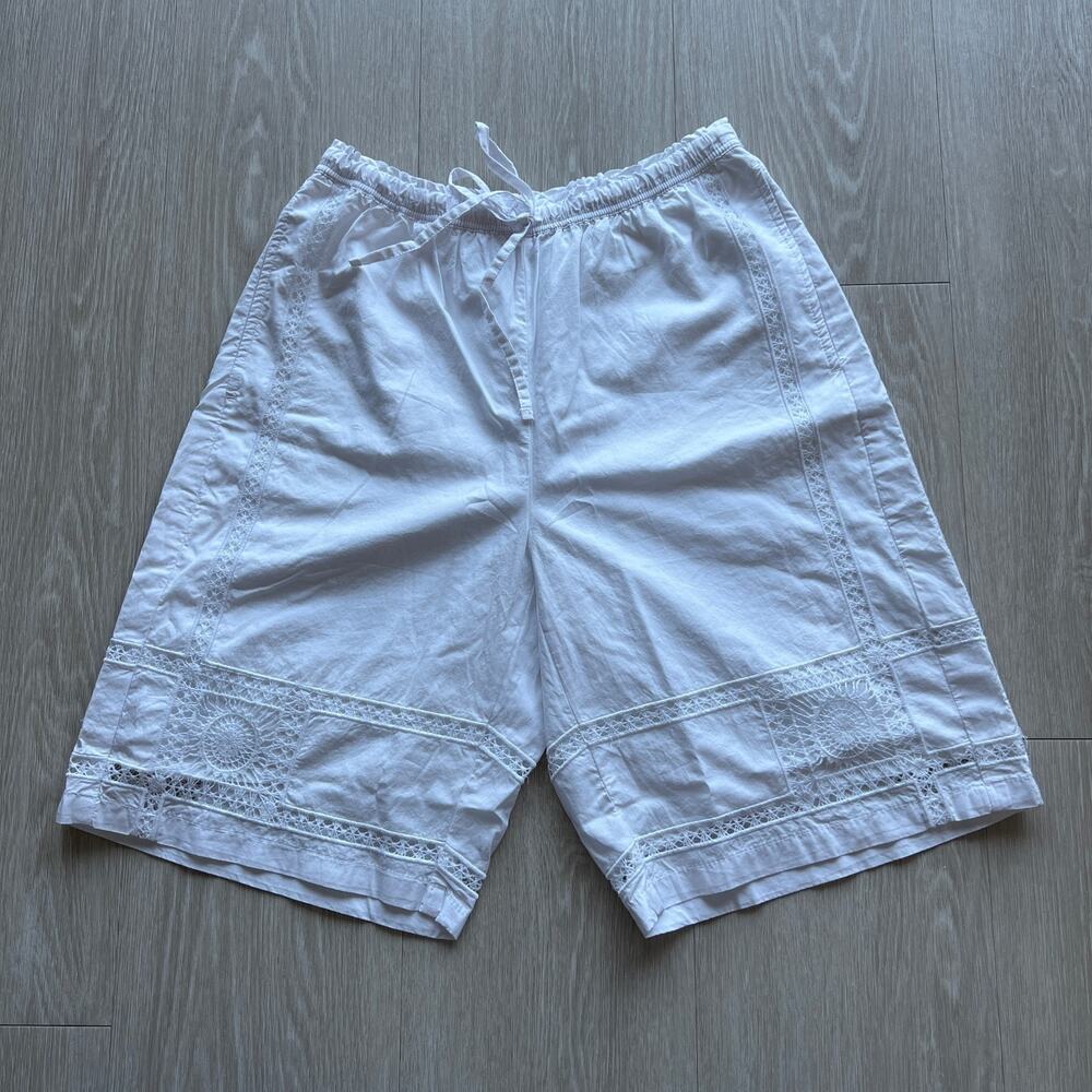 J Crew Soleil Eyelet Trim Short Womens XXS White Crochet Lace Pockets